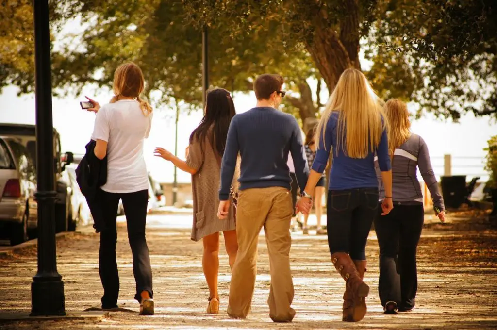 walking with friends