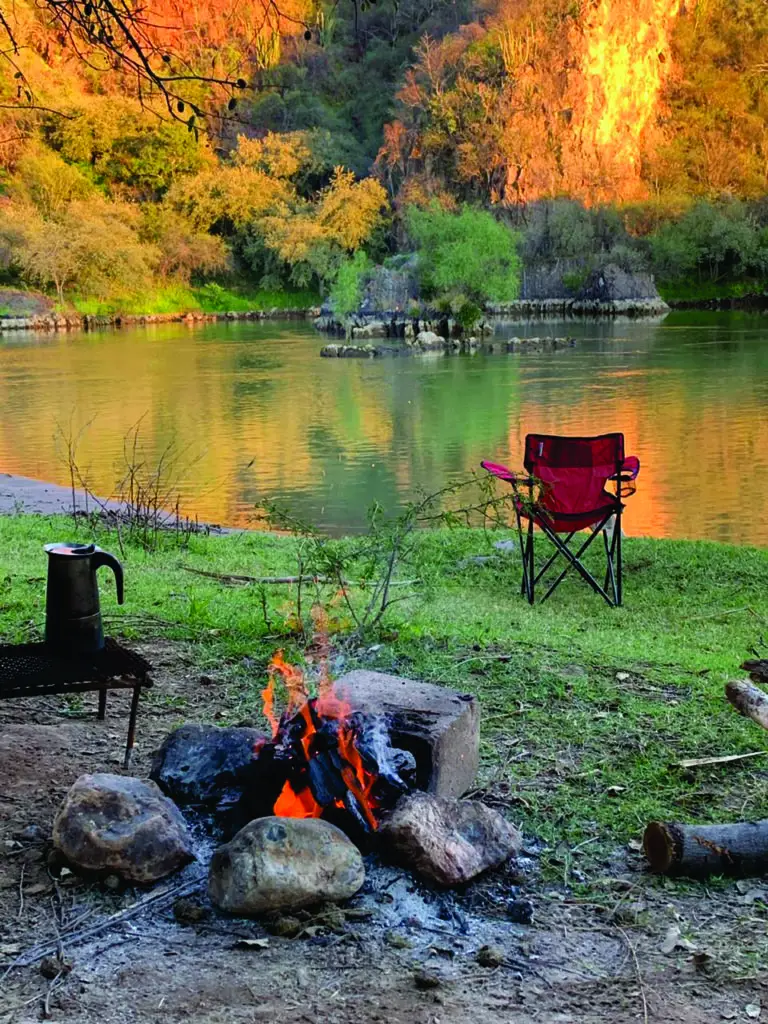 campfire and coffee. camping