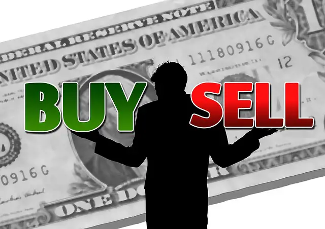 Money saving: dollar businessman buy & sell