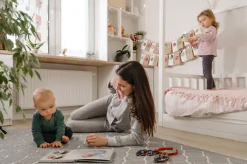 A family having an advent calendar activity