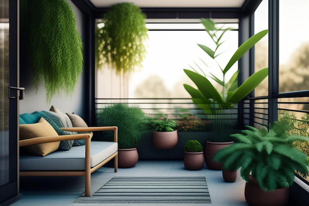 balcony-with-plants-couch-with-pillow