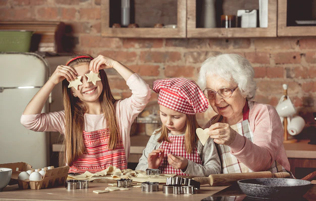  hexagenerian 60s: grandma-teaching-granddaughters-bake-cookies