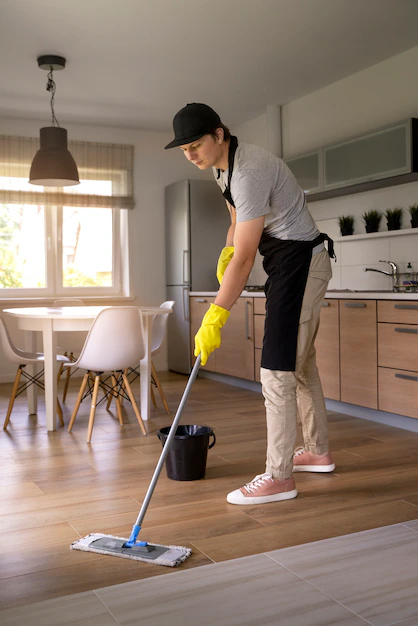 man cleaning the house