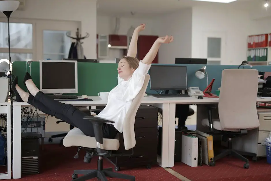 Illustration of a person stretching at their desk
